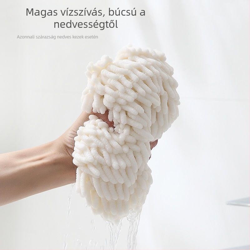 Chenille kéztörölő akasztóval – nedvszívó, gyorsan száradó, 30 g alatt