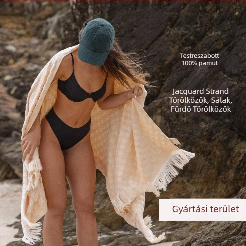 Lianfa Prémium Személyre Szabott Vastag Bojtos Strandtörölköző – 100% Pamut, Magfonal, Fürdő/Strand