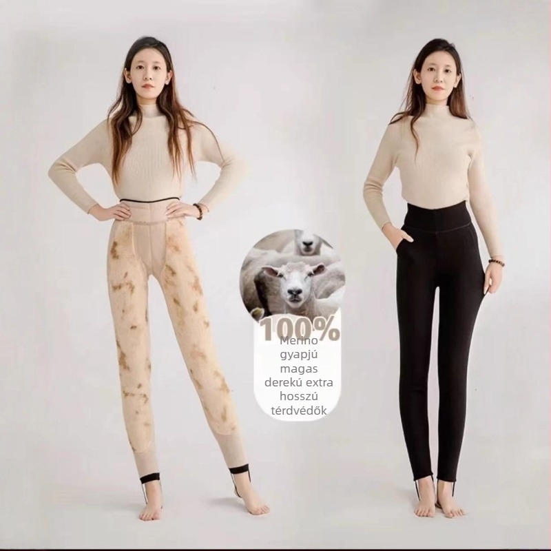 Pamut nadrág, magas derekú, szűk fazon, poliészter-spandex keverék, 95%+ poliészter, közepes vastagság, téli 2025, felnőtt nők