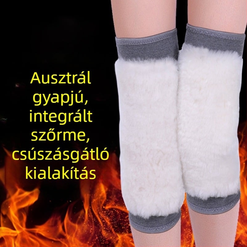 Gyapjú térdvédő Velcro-szal integrált szőrmés bevonattal és meleg deréktámasz, férfiak és nők számára, ősz-tél
