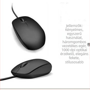 MS111 optikai USB kábeles egér, 1000 DPI, 3 gomb, görgő, 1,5 m kábel, laptophoz