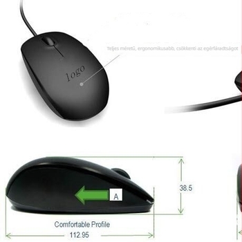 MS111 optikai USB kábeles egér, 1000 DPI, 3 gomb, görgő, 1,5 m kábel, laptophoz