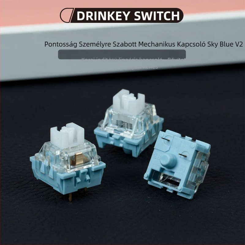 Mechanikus billentyűzetkapcsoló, Sky blue axis v2 modell; öntött műanyag tengely; kompatibil háromlábú tengely és univerzális