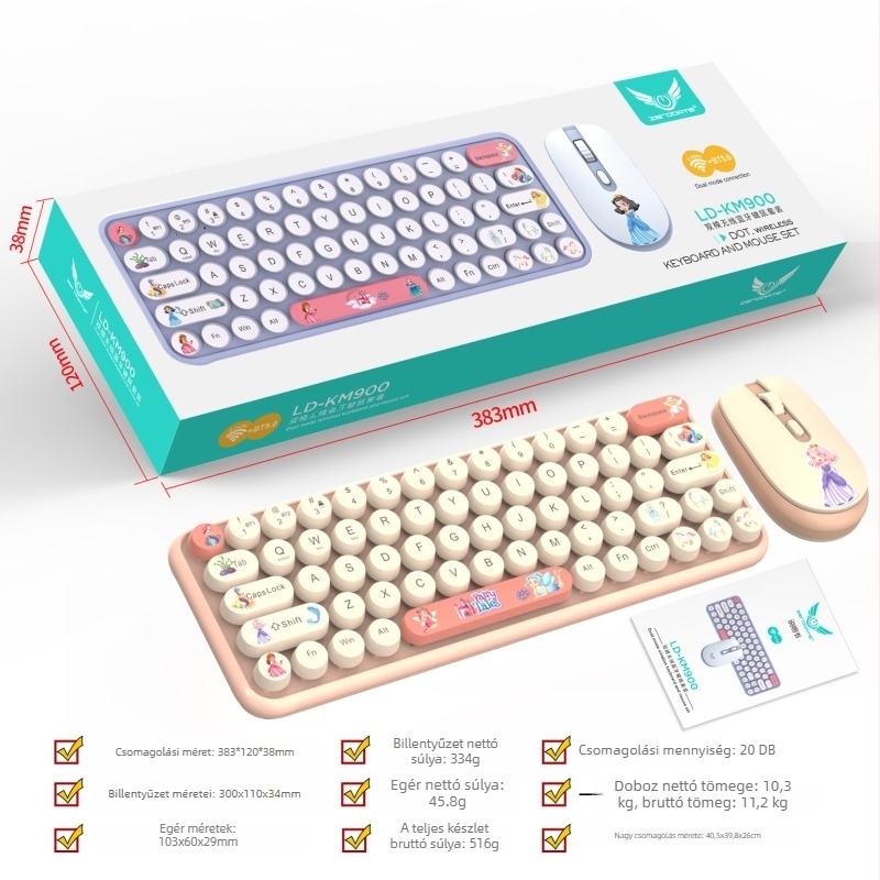 KM900 vezeték nélküli billentyűzet és egér készlet – USB, ergonómikus, 1600 dpi, vízálló