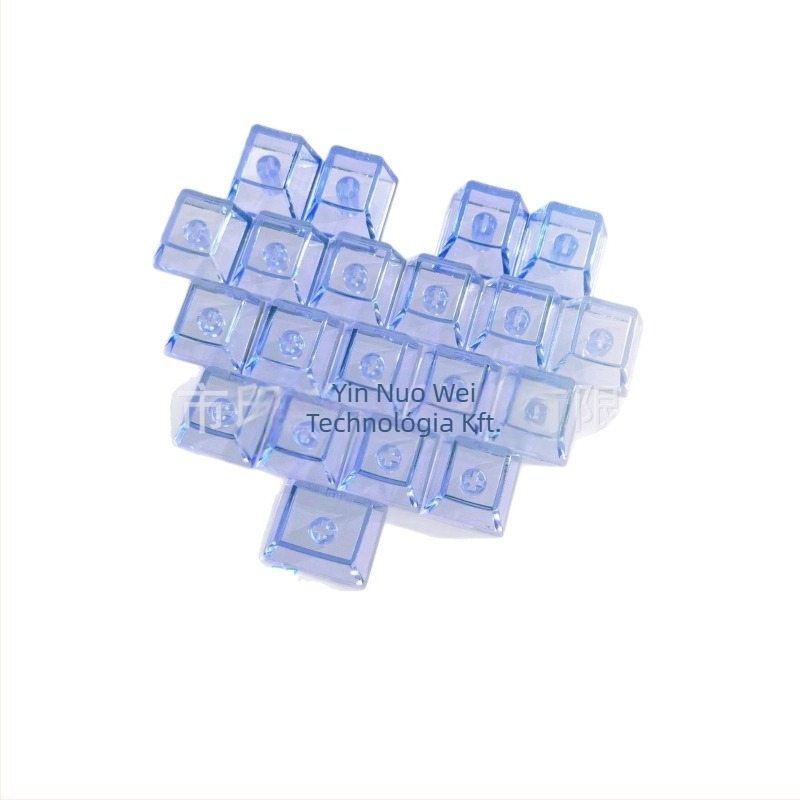 Szív alakú, átlátszó billentyűfedők mechanikus billentyűzethez, 21 billentyűs készlet, gravírozás nélkül, kompatibilis a standard MX kapcsolókkal