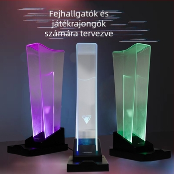 Fejhallgató tartó LED RGB világítással, kétfunkciós asztali kijelző és tároló; modell Acrylic bracket; anyag: szilikon