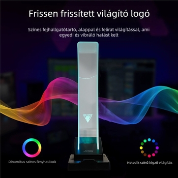 Fejhallgató tartó LED RGB világítással, kétfunkciós asztali kijelző és tároló; modell Acrylic bracket; anyag: szilikon
