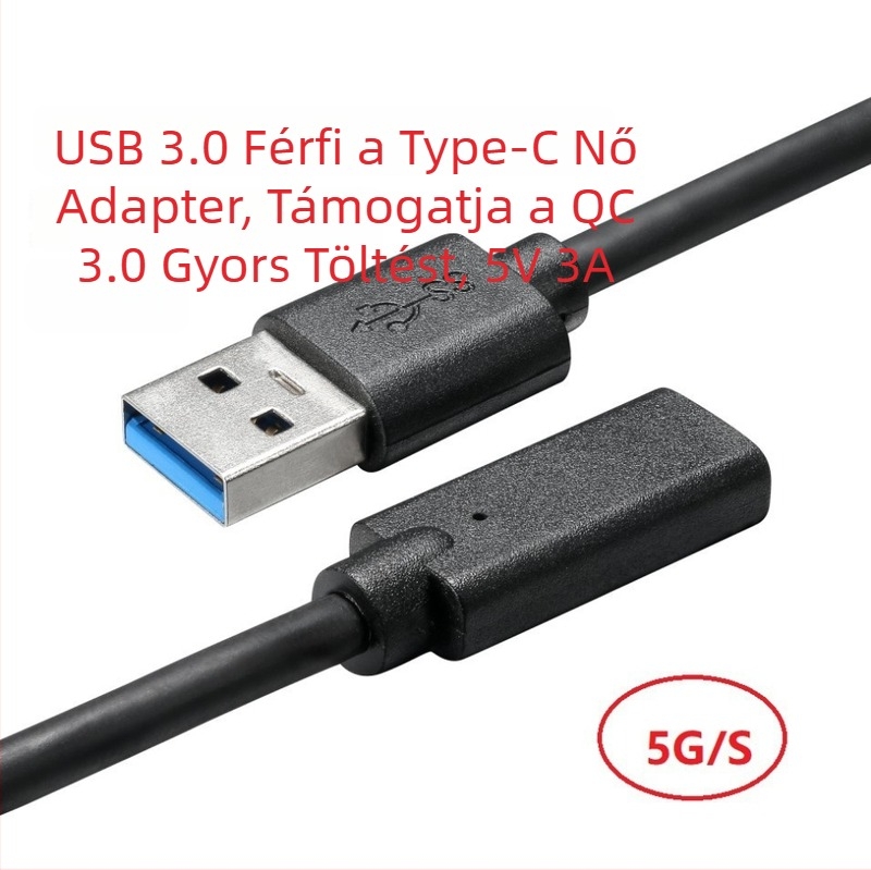 Type-C női USB 3.2 férfi OTG adapter kábel, 10Gbps, 0,2 m, rézmag, LT003