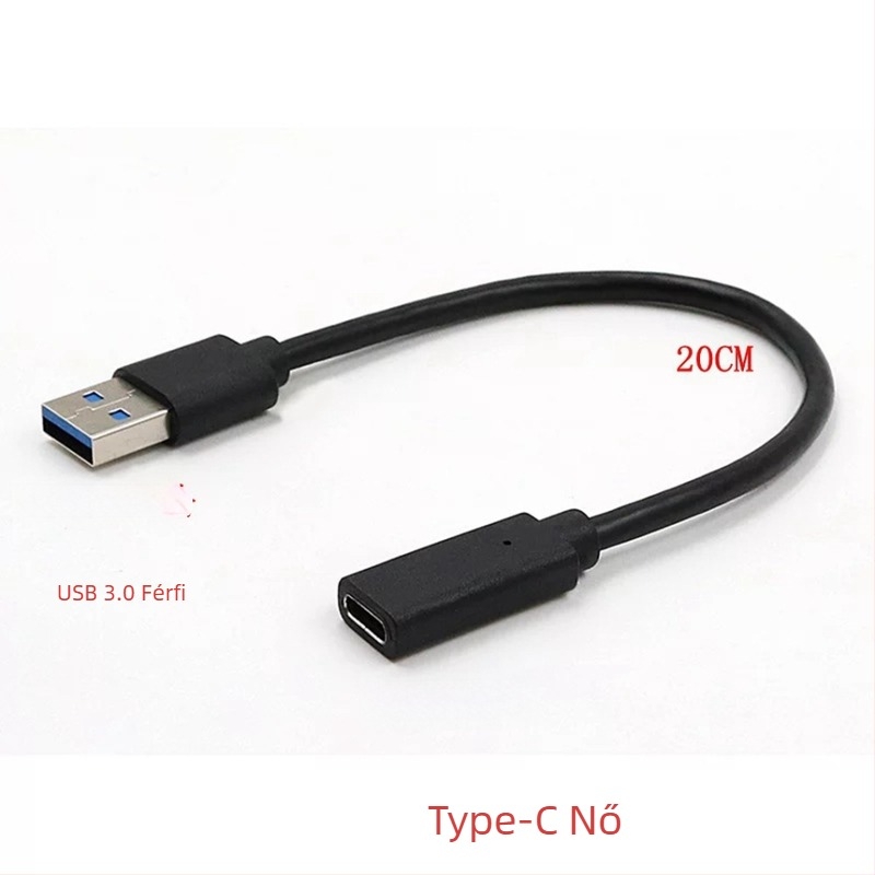 Type-C női USB 3.2 férfi OTG adapter kábel, 10Gbps, 0,2 m, rézmag, LT003