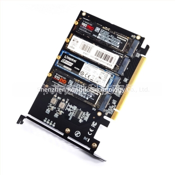 PCIe 4.0 x16 NVMe adapterkártya négy M.2 NVMe SSD-hez (M Key)