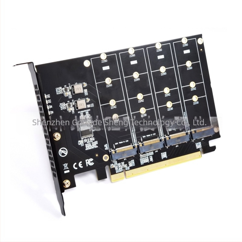 PCIe 4.0 x16 NVMe adapterkártya négy M.2 NVMe SSD-hez (M Key)