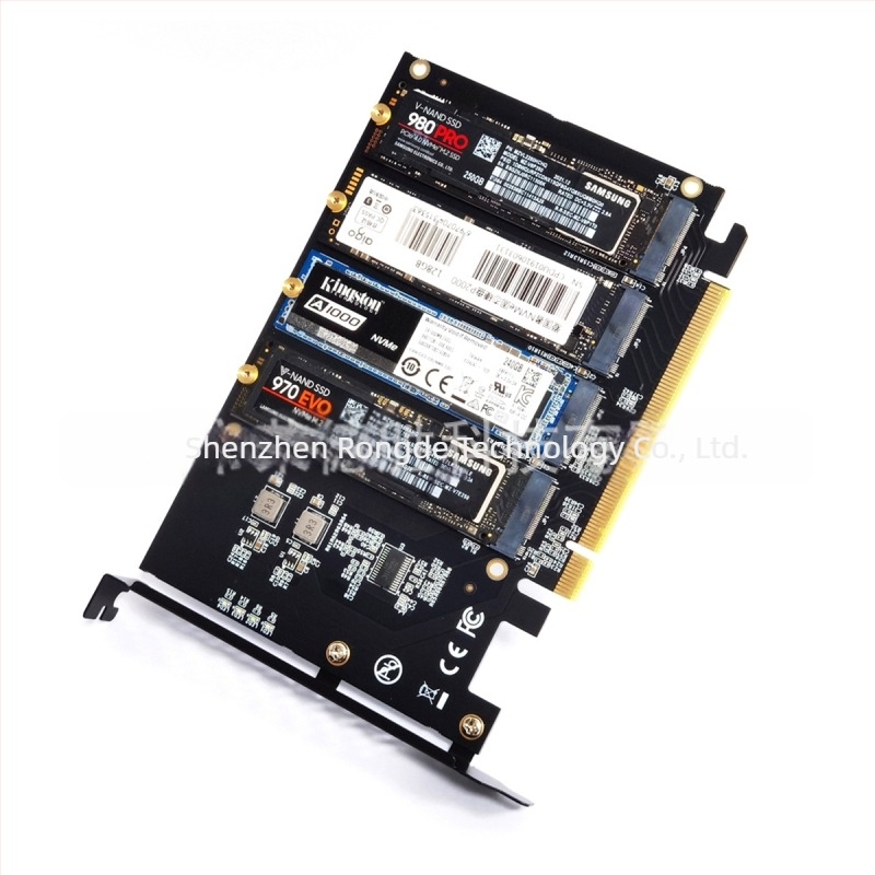 PCIe 4.0 x16 NVMe adapterkártya négy M.2 NVMe SSD-hez (M Key)