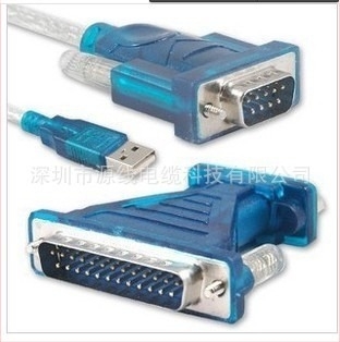 USB-kábel RS-232-hez, kétportos adapter DB25 csatlakozóval, HL-340 chipkészlet, 480 Mbps