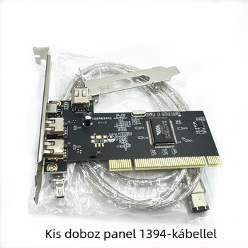 PCI 1394 adapterkártya DV/HDV nagyfelbontású videó felvételéhez, VIA6307 chip, adatátviteli sebesség 10, rézmagú vezeték