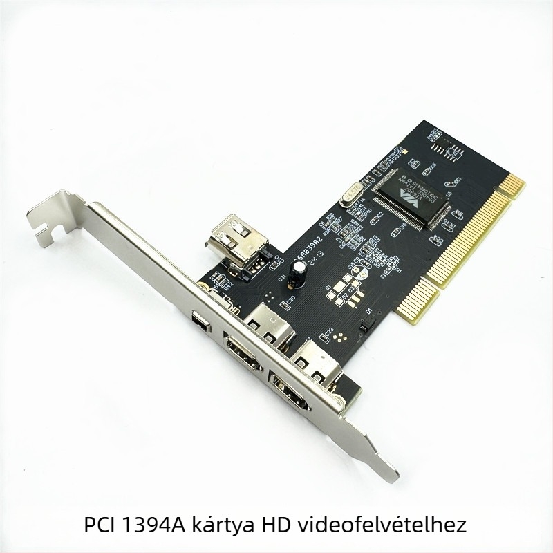 PCI 1394 adapterkártya DV/HDV nagyfelbontású videó felvételéhez, VIA6307 chip, adatátviteli sebesség 10, rézmagú vezeték