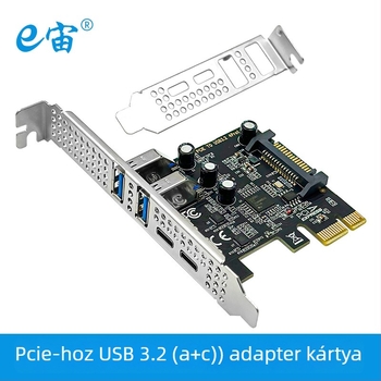 PCIe USB 3.0 Type-C adapterkártya asztali számítógéphez, NEC chipset, USB 3.0 interfész