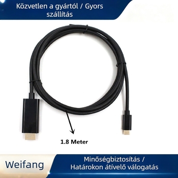 USB-C to HDMI adapter kábel, 4K és 1080p támogatás, HDMI interfész