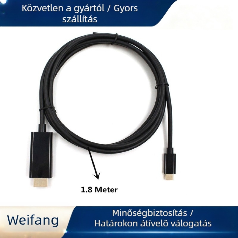 USB-C to HDMI adapter kábel, 4K és 1080p támogatás, HDMI interfész