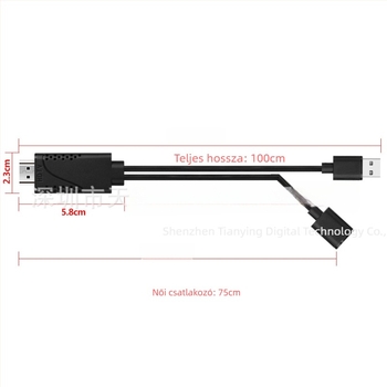 HDMI adapterkábel telefonról HDTV-re, modell 75662 S, 1920x1080p