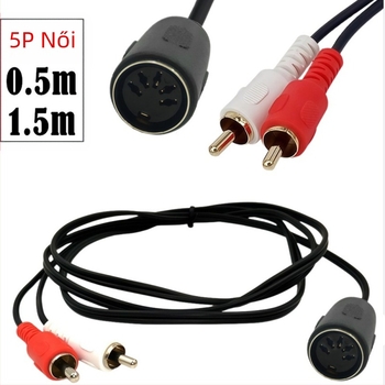 Patchkábel 5-pines DIN női csatlakozóval, 2x RCA-hoz, modell YR-Din-8-03