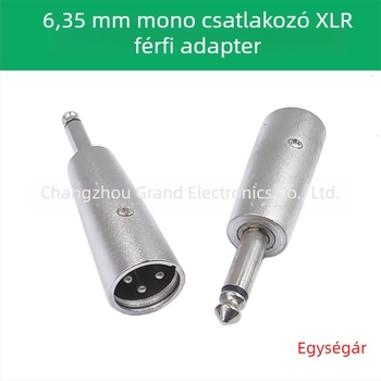 3-pontos XLR férfi-női audio adapter hosszabbító kábel 6,35 mm csatlakozóval hangfalakhoz, modell JR5851, Jerry