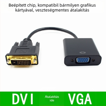 DVI–VGA konverter chippel, modell 24+1, oxigénmentes réz kábellel, univerzális hosszúság, márka Zuo heng