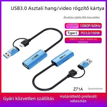 USB 3.0 felvételi kártya PD3.0 tápegységgel, Type-C interfész, 4K MS-chipset