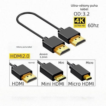 LZR mini HDMI to HDMI 2.0 kábel, ultra vékony adapter kábel digitális eszközökhöz, 4K videó, réz vezetők, aranyozott csatlakozók