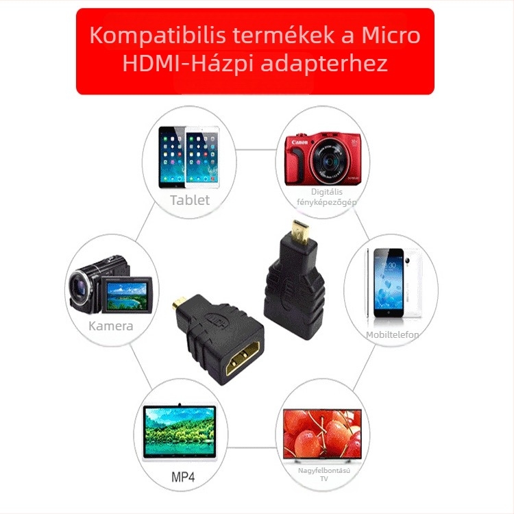 Joist Micro HDMI to HDMI adapter, mini konverter kábel digitális eszközökhöz, réz huzal, aranyozott, 1–10 cm hosszú