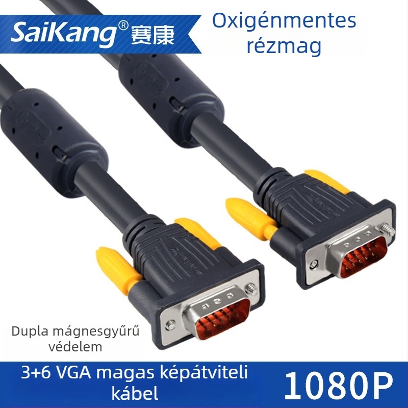 VGA 3+6-drót HD adatkábel monitorhoz/projektorhoz, réz, 1,5 m