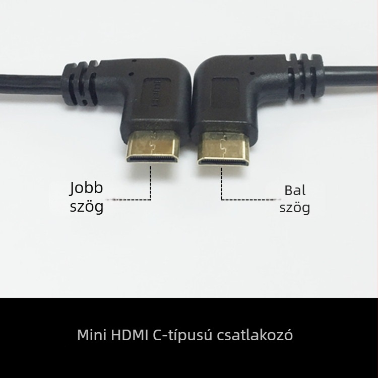 Cloud Outreach Mini HDMI–HDMI kábel, 90 fokos szög, 1 m hosszú, aranyozott csatlakozók, HDMI 1.4, oxigénmentes réz