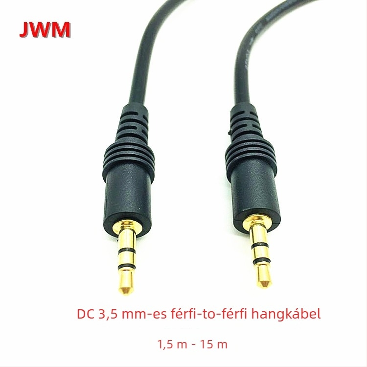 3,5 mm-es audio kábel aranyozott bevonattal, réz vezető, hossz 1,5–20 m
