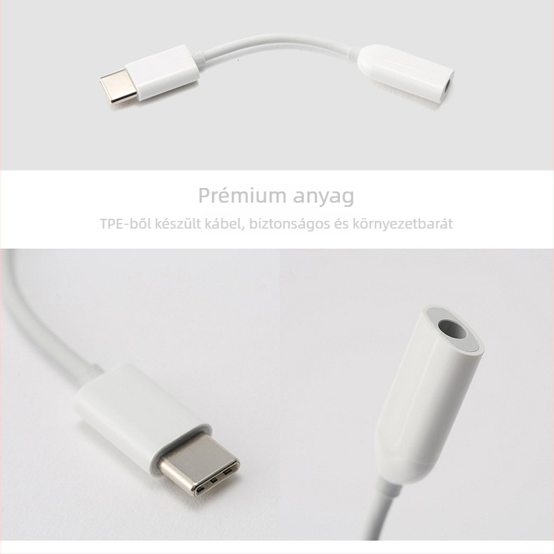 Type-C 3,5 mm audió kábel Xiaomi 6/8/9/10-hez; CCA-mag; optikai vezeték