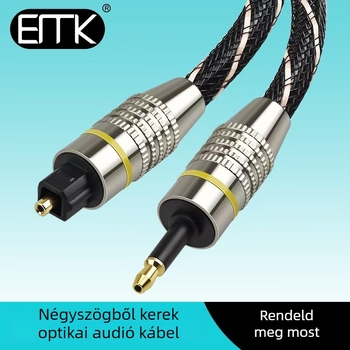 EMK Easy Mike SPDIF Toslink optikai audio kábel, aranyozott csatlakozó, optikai rostmag, 3,5 mm csatlakozó, modell HB/B3.5