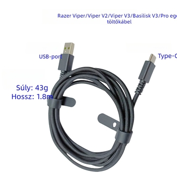 Razer töltő egérkábel Viper V2/V3 és Basilisk V3 Pro-hoz — szabad réz huzalmag, oxigénmentes réz vezető, ROHS, 43 g
