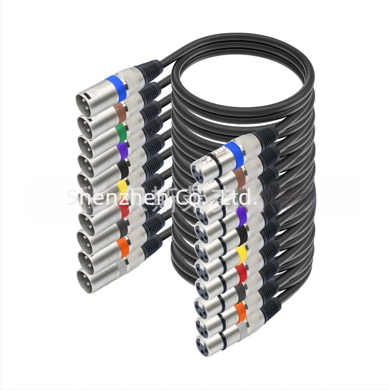 XLR kiegyensúlyozott audio kábel, dupla árnyékolás, 3–vezetékes, nikkelezett rézvezető, PVC burkolat, férfi–női csatlakozó