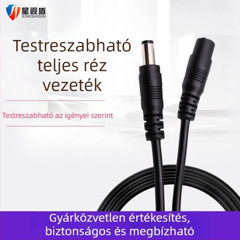 Tiszta rézből készült DC tápcsatlakozó hosszabbító kábel a Fluorite kamerához, 5V–12V, 3-pontos csatlakozó, szilikon-PVC burkolat