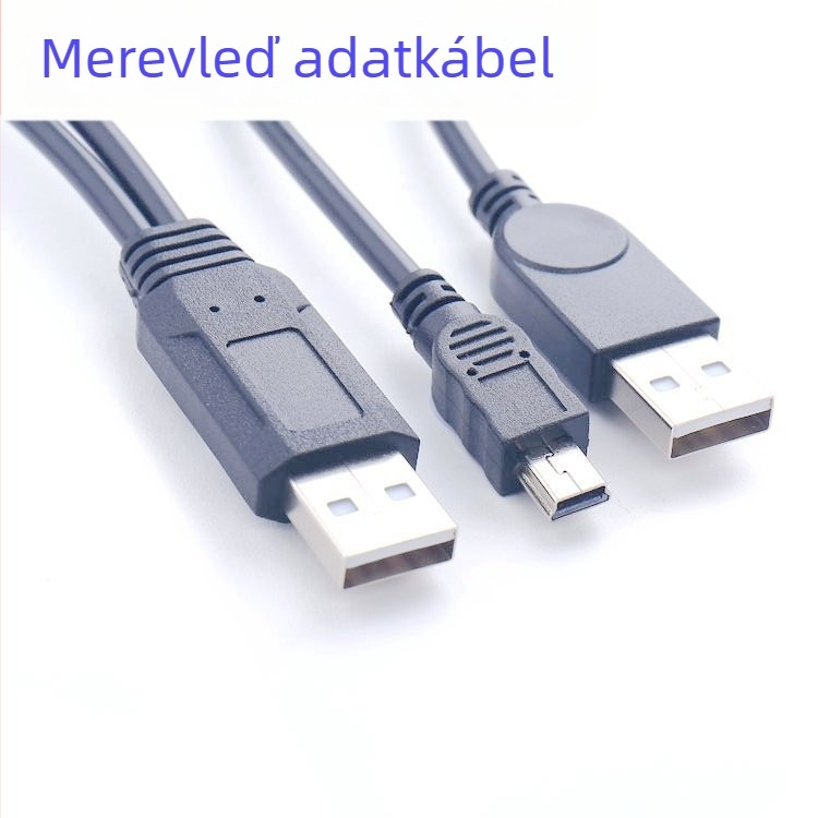 2-az-1 USB adat- és tápegység kábel külső merevlemezekhez (USB, Mini USB; elosztás 1→2; kompatibilis mobil HDD-vel és digitális fényképezőgéppel; testreszabás támogatott)