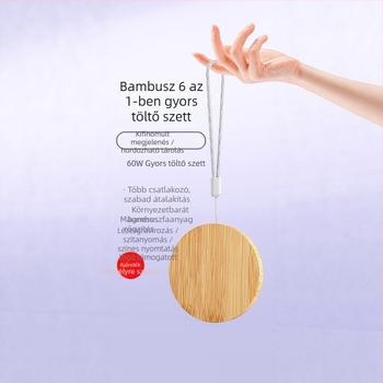 6-in-1 környezetbarát bambusz adatkábel gyors töltéssel, tároló doboz és egyedi logó