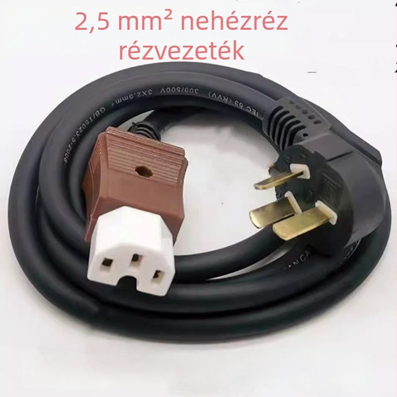 Elektromos rizsfőzőhöz való tápkábel kerámiás dugóval, háromtűs, 1,5 m, 2,5 mm², 8000W