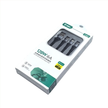 LC Nylon szövött Type-C 3-in-1 adatkábel, gyors töltés, 120W