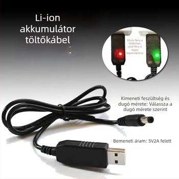YL K8715 1 m OEM tápegység/ töltőkábel 5V→8.4V porszívókhoz és 5V→12.6V lítium akkumulátoros kozmetikai eszközökhöz USB töltéshez