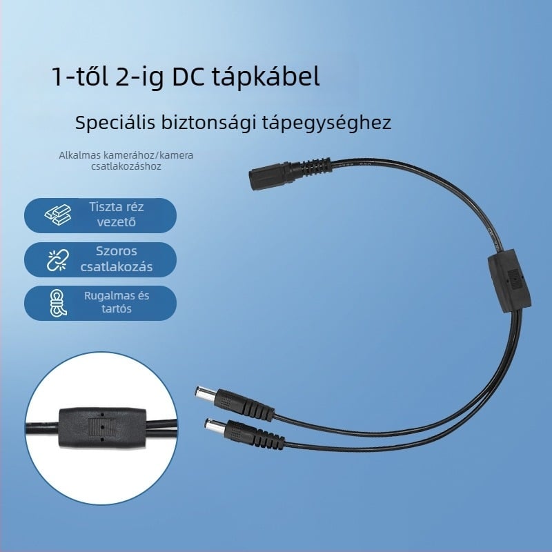 DC5521 1F-2M tápegység elosztó kábel megfigyelő kamerákhoz, PVC burkolat, nem szabványos, elektromos készülékekhez