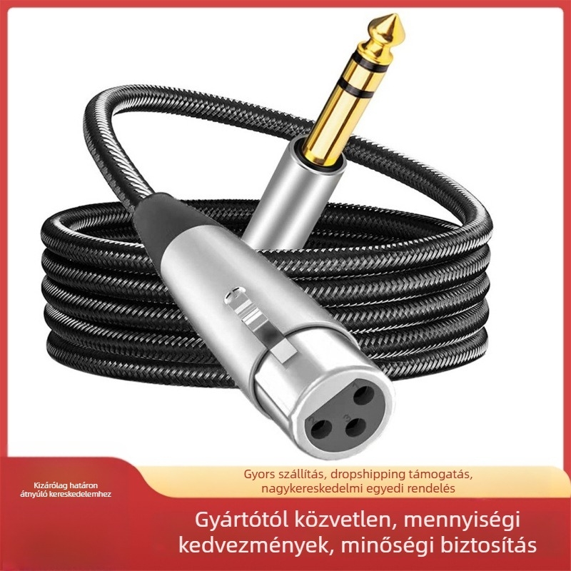 6,35 mm-es audio-kábel XLR női csatlakozóval, 3-szálas, aranyozott érintkezők, ónnal bevont rézmag, nejlon fonattal borított