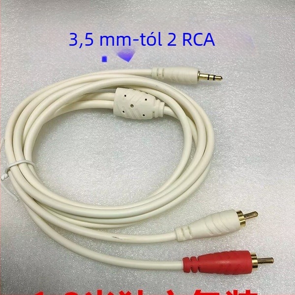 AV-kábel 3,5 mm AUX-hoz, két RCA-hoz, TV-hez, ezüstös bevonattal, alumíniumötvözet maggal