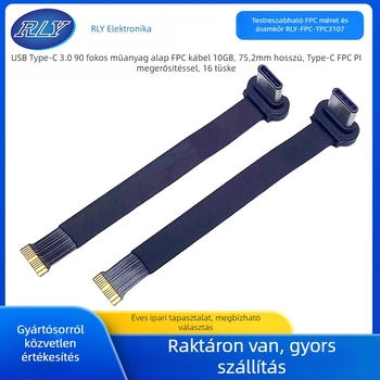 USB Type-C 3.0 adatkábel, 90° műanyag alapú, férfi FPC rugalmas kábel, 16 tű, 10 Gb