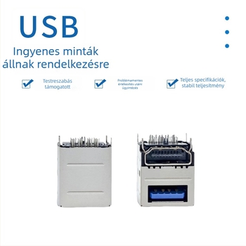 USB 3.1 + HDMI 2.1 kettős rétegű tápegység‑ és gyors töltési csatlakozó, Type-A női aljzat, 90° interfész