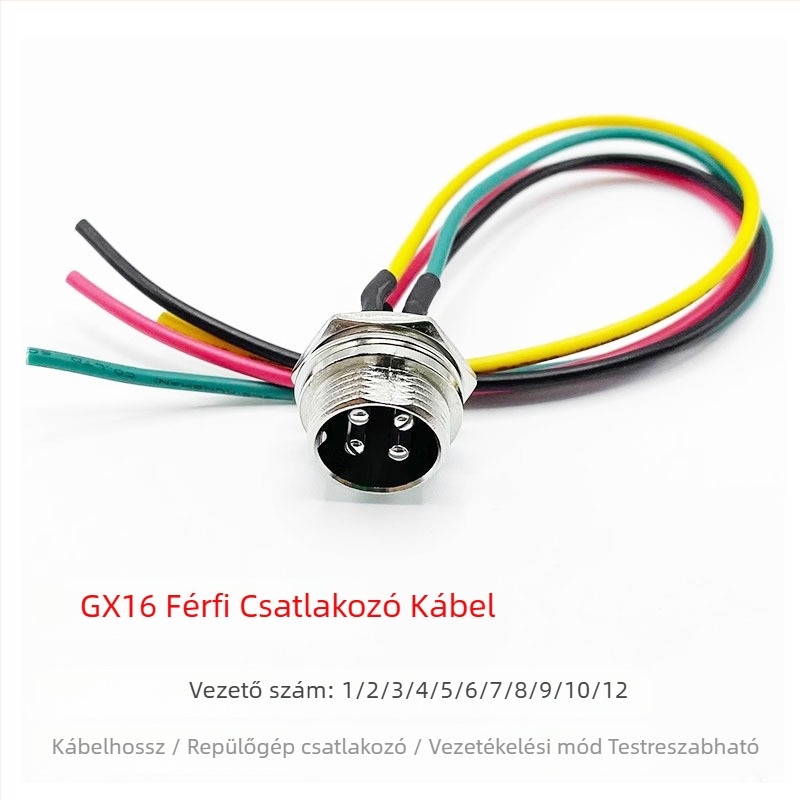 GX16 repülőgép csatlakozó vezetékkel, aljzathoz csatlakozó, dupla női és férfi csatlakozók, 234567 magú vezeték, 850 mm hosszúságú