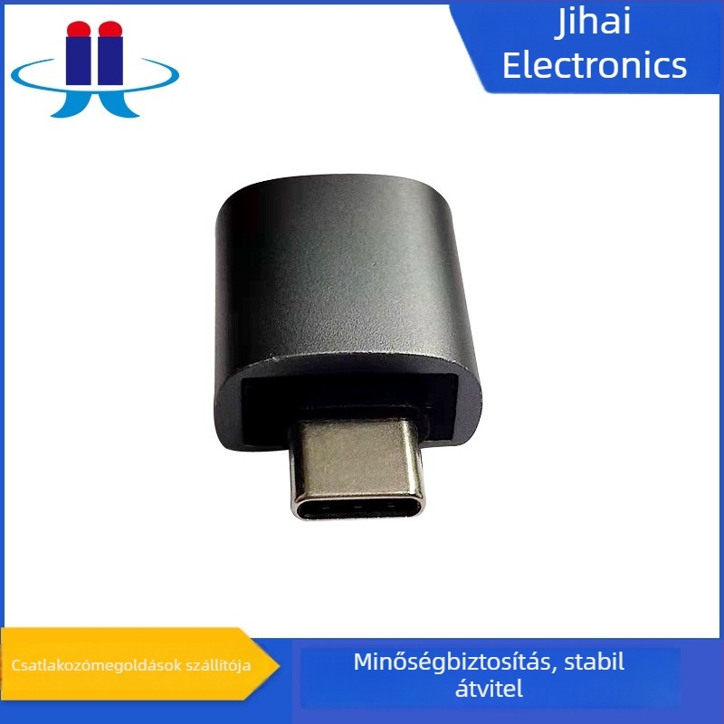 OTG USB-C a USB-A adapter, USB-C férfi a USB-A női oldalhoz, lépcsőzetes csatlakozóval, 10 Gbps