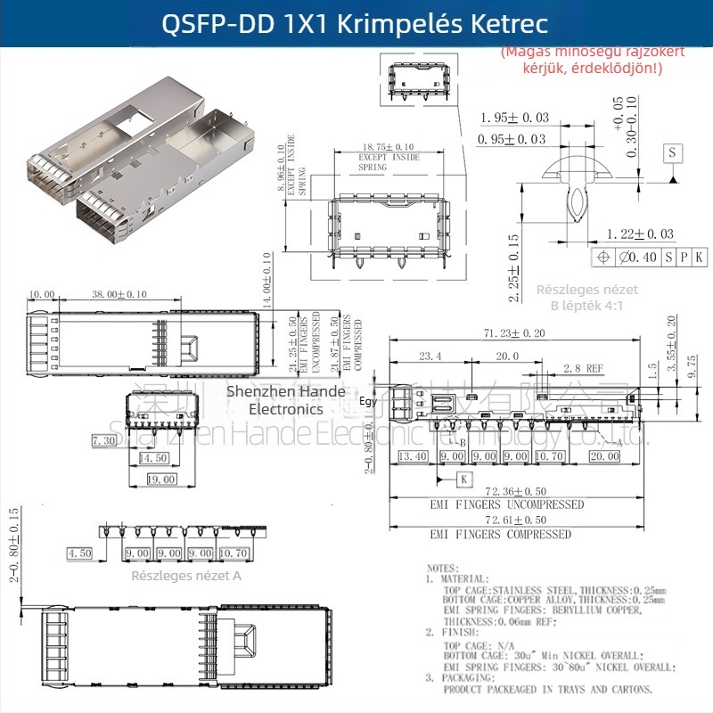 Hande QSFP-DD 1x1 optikai ketrec, QSFP variáció, digitális hálózat